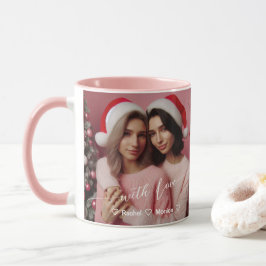 Caneca Feliz e Lésbica Brilhante Rosa | Foto personalizad