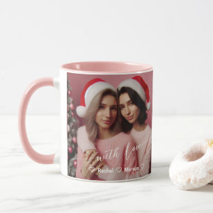 Caneca Feliz e Lésbica Brilhante Rosa   Foto personalizad