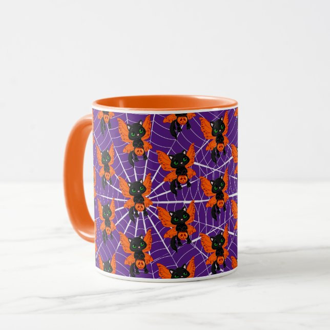 Caneca Feliz Gato de Halloween (Frente Esquerda)