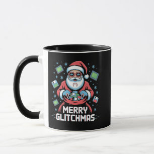 Caneca Feliz Glitchmas Coding Programmer Papais noeis Nat