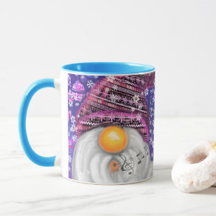 Caneca Feliz Gnomo Em Roxo Que Canta Uma Canção De Nata