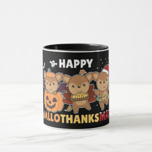Caneca Feliz Hallothanksmas Deers de Natal Deers