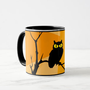 Caneca Feliz Halloween Black Orange Owl
