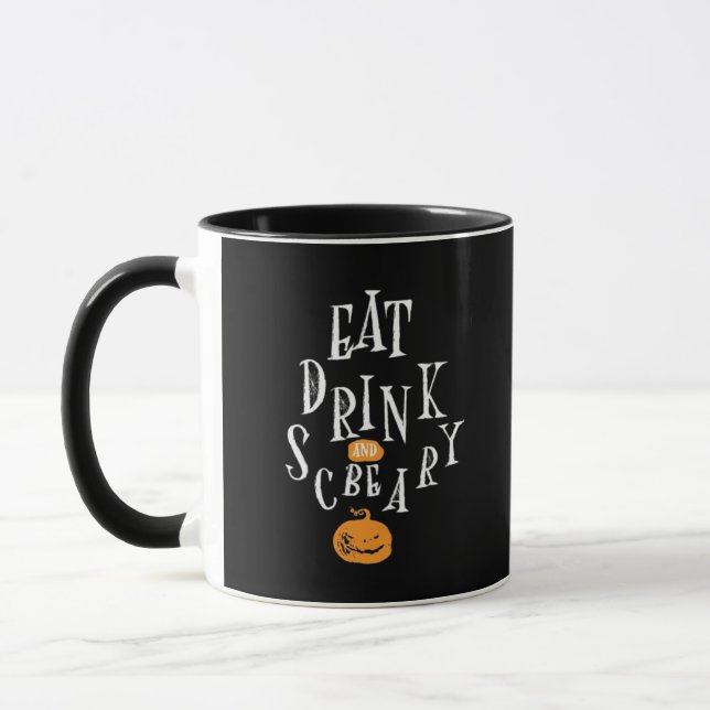Caneca Feliz Halloween Coma Beba E Seja Assustador Fashio (Esquerda)