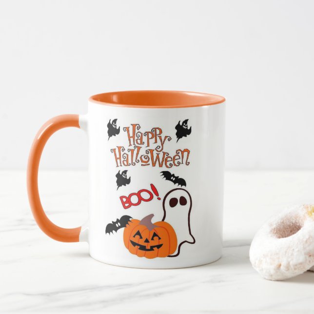 Caneca Feliz Halloween Ghost (Com Donut)
