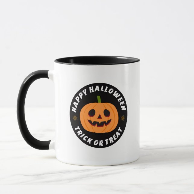 Caneca Feliz Halloween Jack O Lanterna Doce ou Travessura (Esquerda)