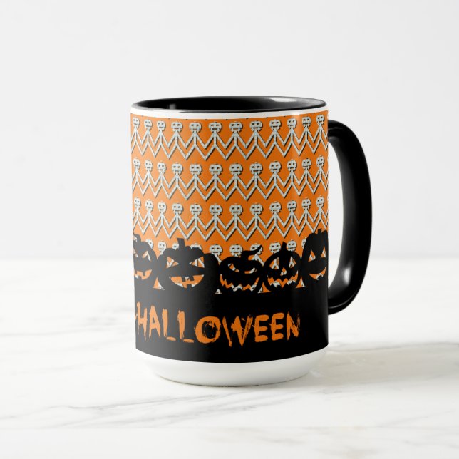 Caneca Feliz Halloween Jack-O-Lanterns (Frente Esquerda)