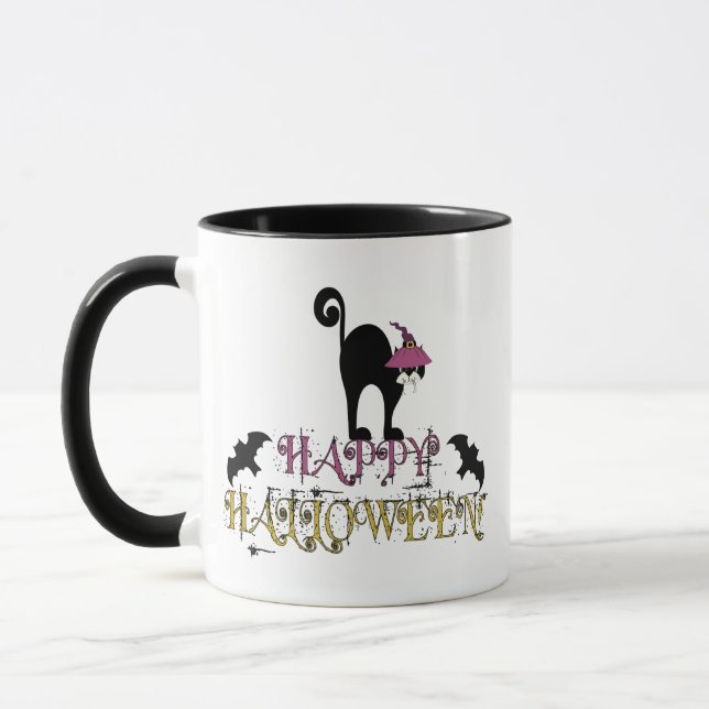 Caneca Feliz Halloween Ringer Mug (Esquerda)