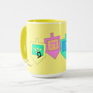 Caneca Feliz Hanukkah Hebraico