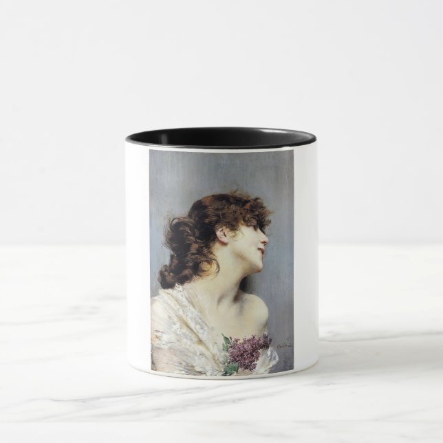 Caneca Feliz jovem mulher (por Giovanni Boldini) (Centro)