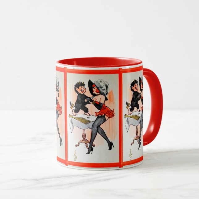 Caneca Feliz Krampus com Natais vintages de Temptress (Frente Esquerda)