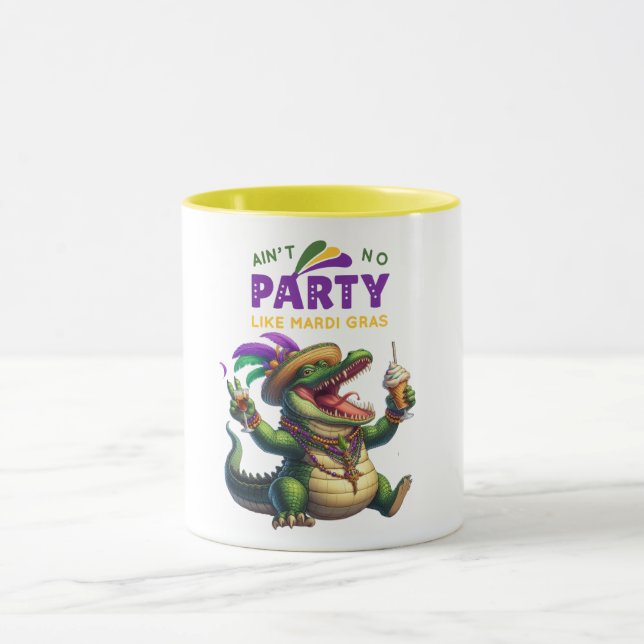 Caneca Feliz Mardi Gras Alligator (Centro)