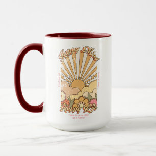 Caneca Feliz Mente Feliz Vida Hippy Groovy Vibes
