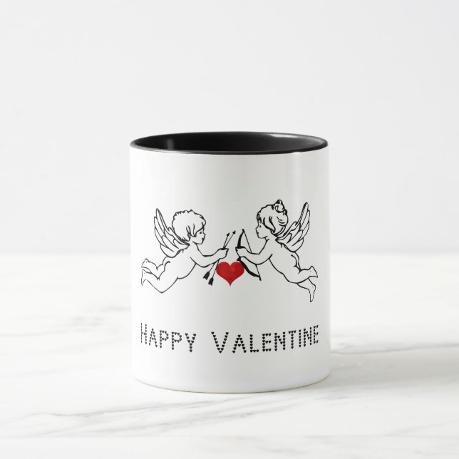 Caneca Feliz Namorados Cherubs Casal Corações Bonitos Tex (Centro)