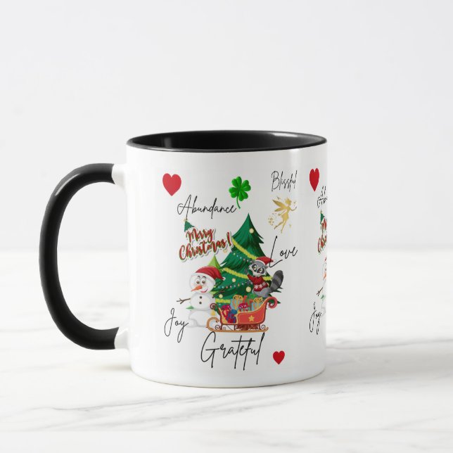 Caneca Feliz Natal | Alegria, Amor & Abundância |  (Esquerda)