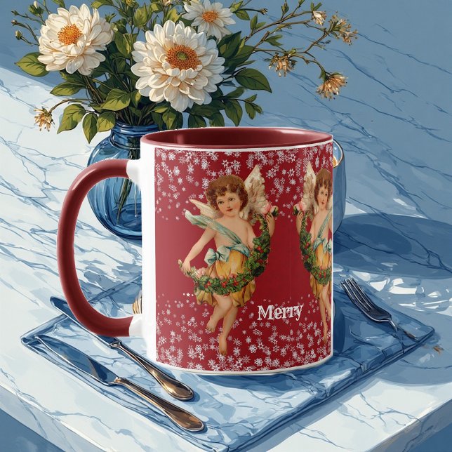 Caneca Feliz Natal Angel Winter Snowflake Festa de Crianç (Merry Christmas Angel Winter Snowflake Kids Party Mug)