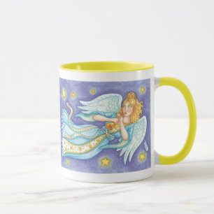 Caneca Feliz Natal, Anjo Músico Tocando Seu Corno