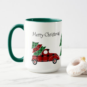 Caneca Feliz Natal Antiquado, Red Truck Mug Green