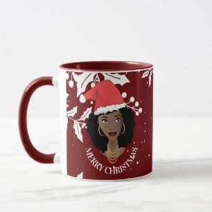 Caneca Feliz Natal, Bela Natural Santa Hat, Maroon