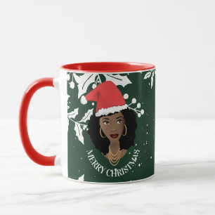 Caneca Feliz Natal, Bela Natural Santa Hat, Verde
