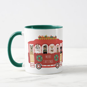 Caneca Feliz Natal Cães Feriado Trolly