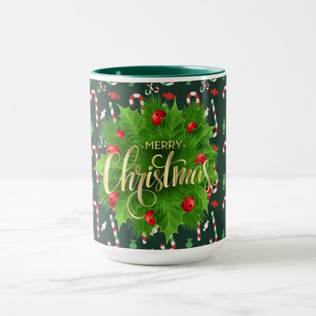 Caneca Feliz Natal Canas de Hortelã-Pimenta (Centro)