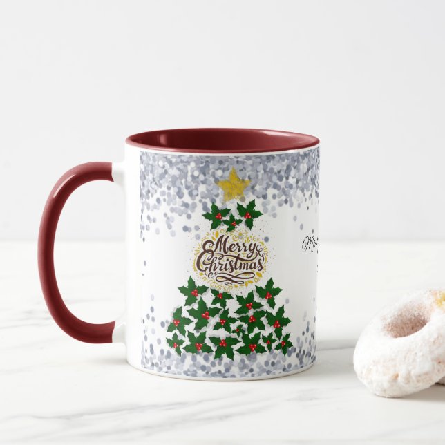 Caneca Feliz Natal com árvore de Natal (Com Donut)