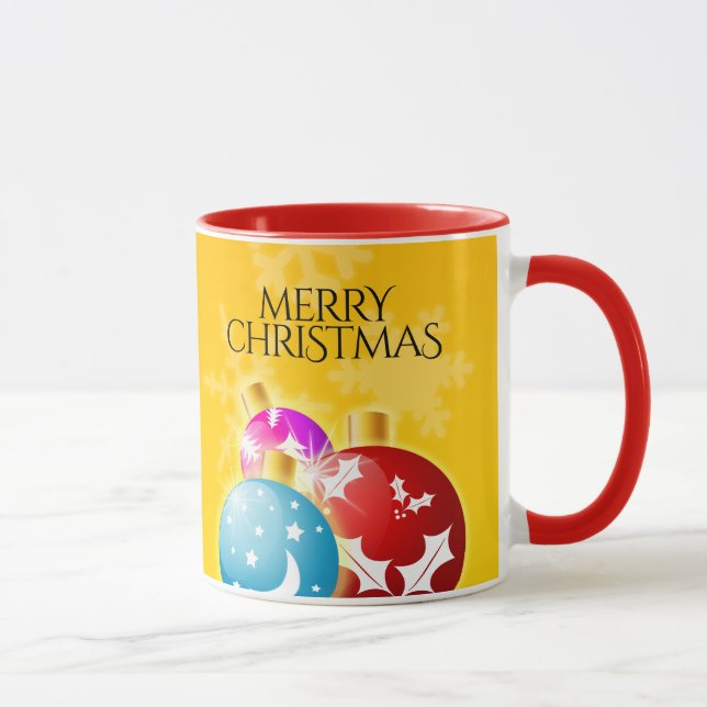 Caneca Feliz Natal com Ornamentos Festivos de Férias (Direita)