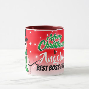 Caneca Feliz Natal com Snowman no Best Boss Ever