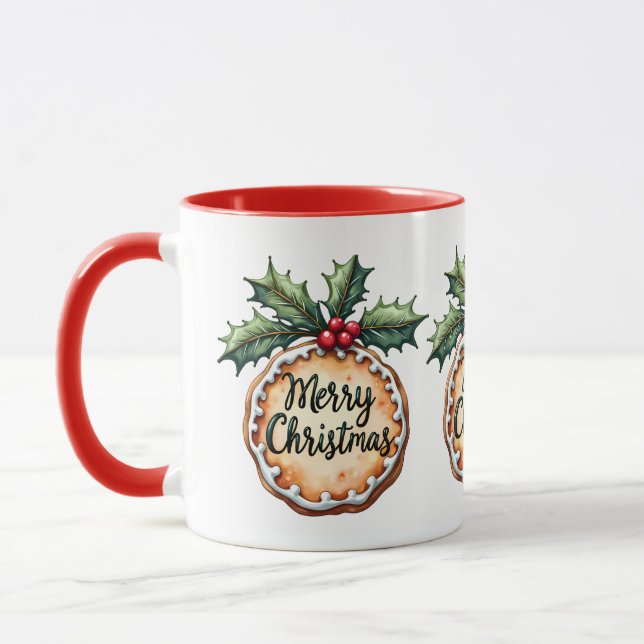 Caneca Feliz Natal Cookie com Holly Berries (Esquerda)