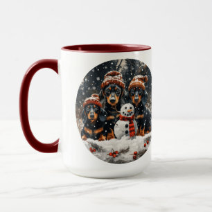Caneca Feliz Natal Dachshund Dogs Snowman