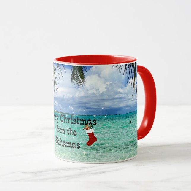 Caneca Feliz Natal das Bahamas (Frente Esquerda)