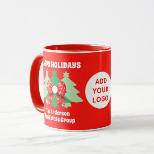 Caneca Feliz Natal de Feriados de Logotipo Comercial Edit