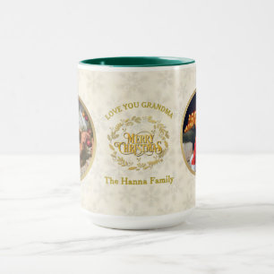 Caneca Feliz Natal e Amo Você Vovó Duas Fotos