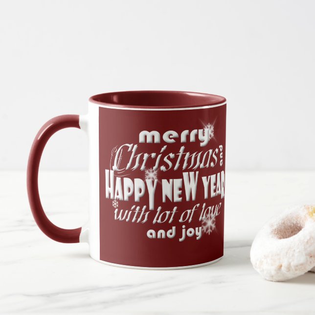 Caneca Feliz Natal e saudações ao Feliz ano novo RW (Com Donut)
