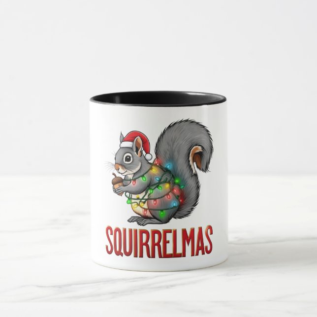 Caneca Feliz Natal Esquilo Divertido Natal Esquilo Feriad (Centro)
