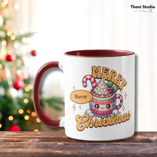 Caneca Feliz Natal Família de Mug de Chocolate Quente Bon