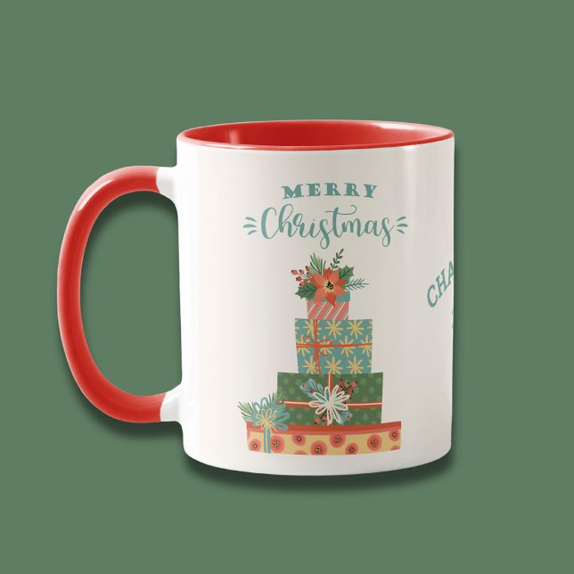 Caneca Feliz Natal Feriado Moderno Personalizado (Criador carregado)