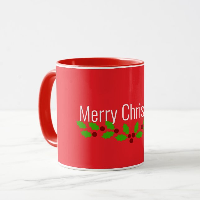 Caneca Feliz Natal, feriado vermelho, (Frente Esquerda)