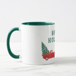 Caneca Feliz Natal Feriados Pequenos Pickup Caminhões Árv