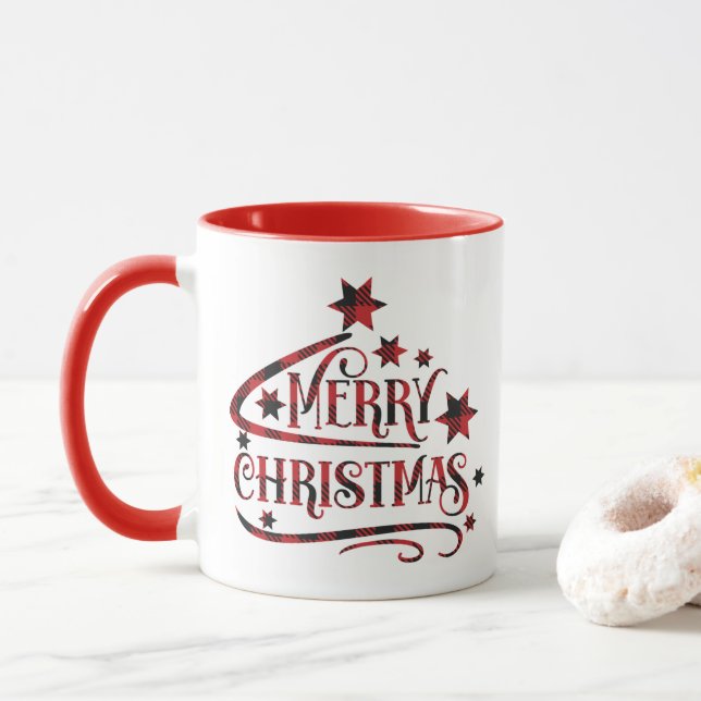 Caneca Feliz Natal Flocos de Neve, Feliz ano novo (Com Donut)