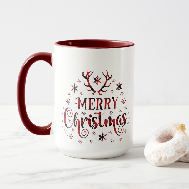 Caneca Feliz Natal Flocos de Neve, Feliz ano novo (Com Donut)