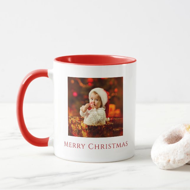 Caneca Feliz Natal Foto Santa Hat Festivo (Com Donut)