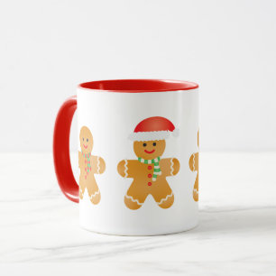 Caneca Feliz Natal Gingerbread Men Santa Hat