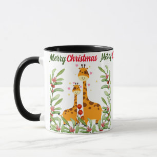 Caneca Feliz Natal - Girafa Bonita na selva
