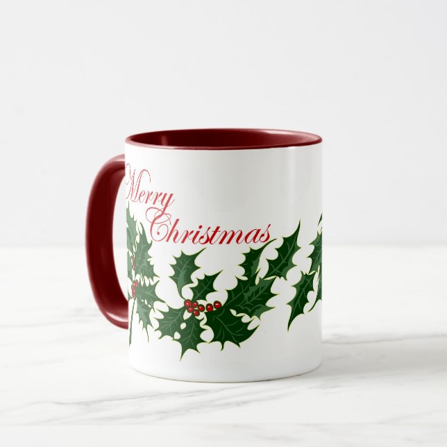 Caneca Feliz Natal Holly Sai Mug (Frente Esquerda)