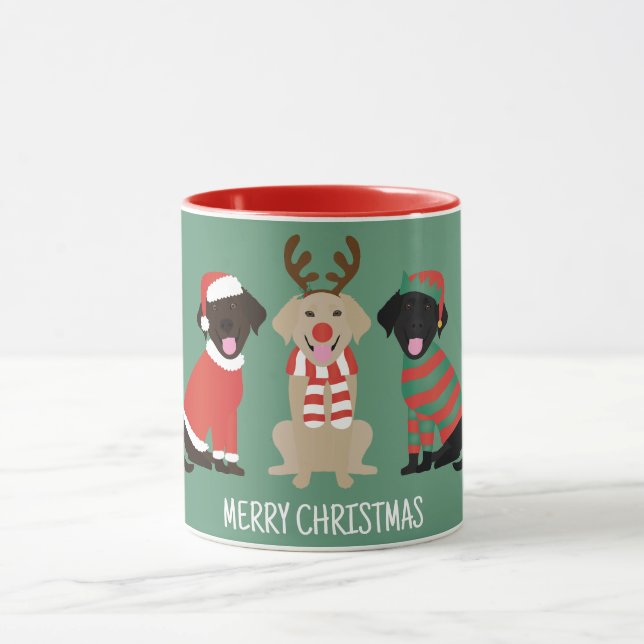 Caneca Feliz Natal Labrador - Cães de Retriever (Centro)