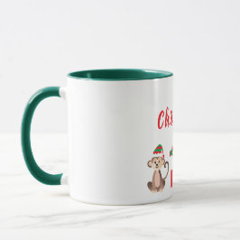 Caneca Feliz Natal Macacos Bonitos Chapéus De Natal