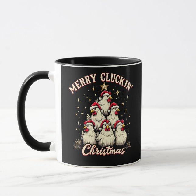 Caneca Feliz Natal Maluco Galinhas Galos Engraçados  (Esquerda)