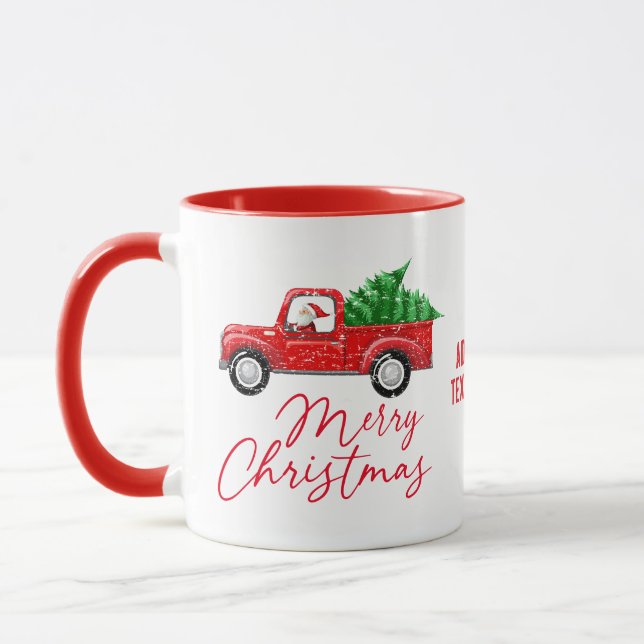 Caneca Feliz Natal Papai Noel Vintage Red Truck (Esquerda)
